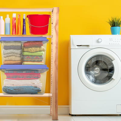 Hefty 72qt Hi-Rise Storage Box with Red Lid