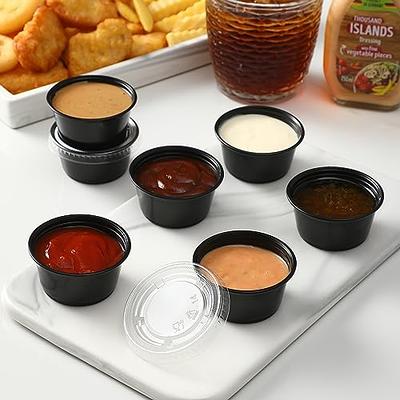 AOZITA 120-5.5 oz Black Portion Cups, Small Plastic Containers