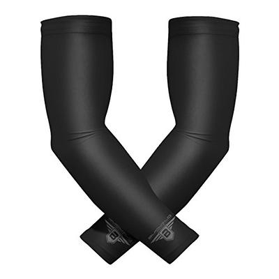 Athletec Sport Compression Arm Sleeve (20-30 mmHg) for Basketball,  Baseball, Football, Cycling, Golf, Tennis, Arthritis, Tendonitis - Size  Small/Medium in Black (One Pair) 