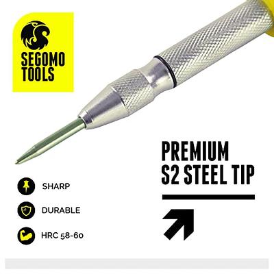 Segomo Tools 5 Inch Precision Diamond Knurled S2 Steel (58-60) Automatic  Center Punch, Punch Tool, Spring Loaded Center Punch, Auto Center Punch