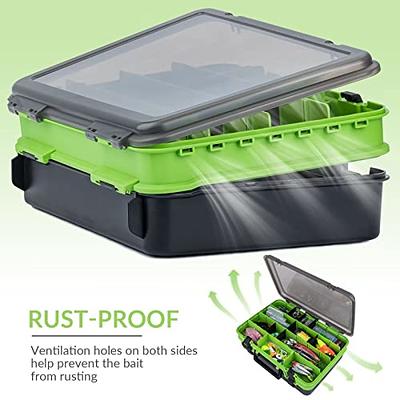 THKFISH Fishing Tackle Box Organizer Double Layer Tackle Storage Fishing  Boxes Outdoor Box with Adjustable Dividers 14.96 * 10.23 * 4.5in Green -  Yahoo Shopping
