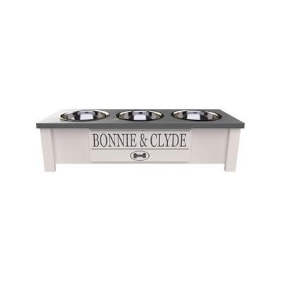 Personalized Elevated Dog Bowl Stand with Internal Storage - Black