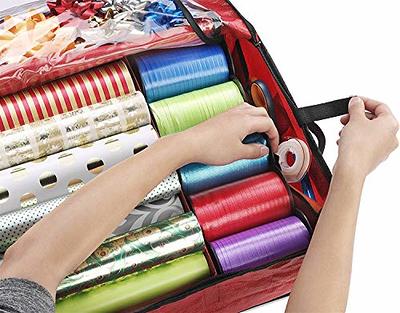 The Holiday Aisle Christmas Wrap Organizer Storage Bag 210D Waterproof with Carrying Handle and Zipper for Gift Wrap Rolls, Bows, Ribbons, Card and H