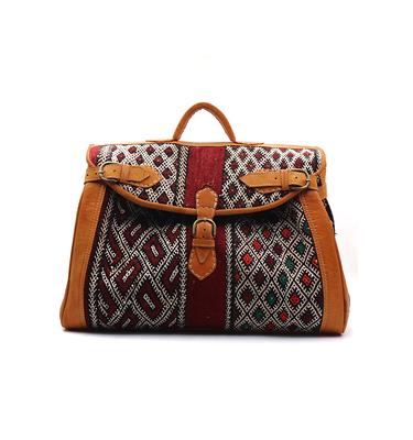 Kilim Moroccan Leather Duffle Bag