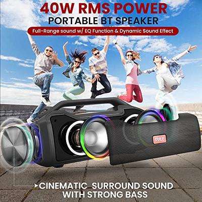 Pyle PBMWP185 500 Watt Portable Bluetooth Wireless Waterproof Outdoor  Indoor BoomBox Speakers Stereo with AUX/USB/SD Input, and Voice Control,  Black