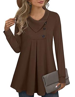 Timeson Tunic Sweaters for Women,Womens Tunics to Wear with Leggings Cowl  Neck Christmas Maternity Shirts Dressy Cotton Winter Top Ladies Ugly  Sweatshirts Thick Flowy Swing Blouse Asymmetrical Brown L - Yahoo Shopping