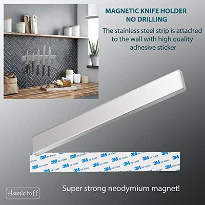 16 Inch Black Magnetic Knife Holder for Wall Stainless Steel No Drilling