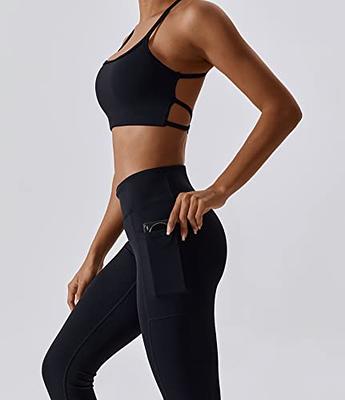 ABOCIW Workout Sets for Women Scoop Neck Cross Back Sport Bra Crossover  High Waist Leggings with Pockets Scrunch Butt Lifting Yoga Pant Gym Yoga 2  Piece Outfits Black Medium - Yahoo Shopping