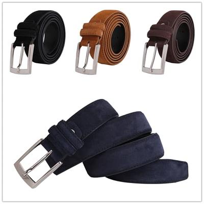 Womens Black Belts for Jeans, CR Womens Black Leather Belt with Silver  Buckle, 1.15 Width Ladies Casual Belts for Jeans Pants Dress