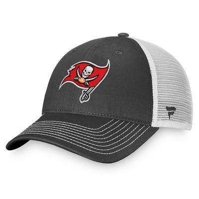 Men's Fanatics Branded Red/White Tampa Bay Buccaneers Historic Logo Iconic  Team Stripe Trucker Snapback Hat