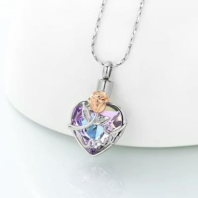 Women's Purple Rhinestone Stainless Steel Cylinder Funeral Cremation Urn  Necklace for Ashes Keepsake Remembrance Stainless Steel Memorial Pendant  with Free Funnel Kit and Velvet Jewelry Box - Walmart.com