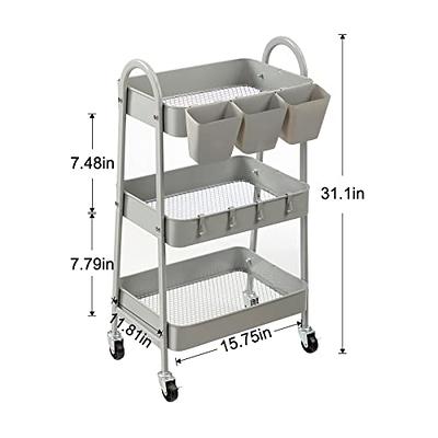 White 3-Tier Rolling Cart Hanging Organizer Cup