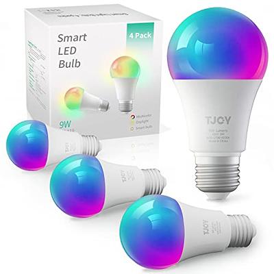 Basics Smart A19 LED Light Bulb, red, green, blue, white. color  changing, 2.4 GHz Wi-Fi, 7.5 W 60W Equivalent 800LM, Works with Alexa Only,  4-Pack, Certified for Humans 