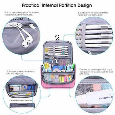 Yonzone Big Capacity Pencil Case Large Pencil Bag Pouch Marker Holder with High Storage Compartments for Office Organizer Pen Case Makeup Bag, Light