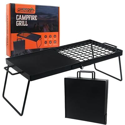 Folding Campfire Grill Grate and Griddle,Stainless Steel Camp Fire