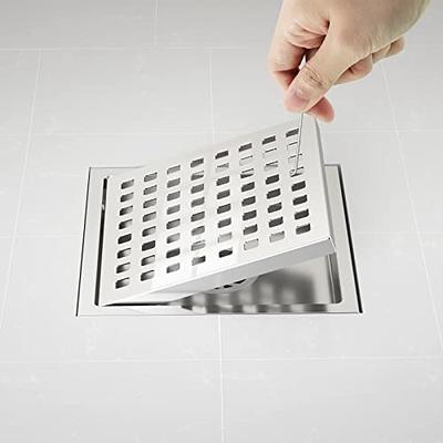 WEBANG 6 inch Square Shower Floor Drain with Flange,Quadrato Pattern Grate