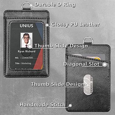 PU Leather ID Badge Holder, Unius ID Badge Holders with 2 Thumb