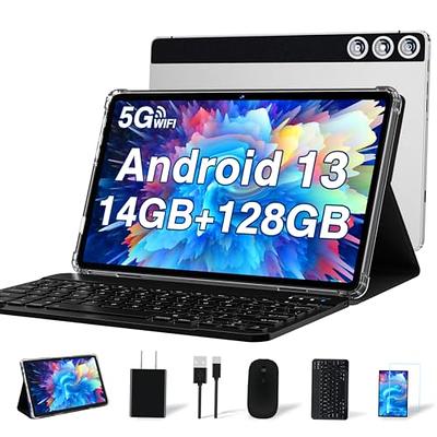 2023 Tablet 10 inch Android 13 Tablets with Octa-Core, 14GB RAM 128GB ROM,  8000mAh Battery, Drop-Proof Case, TF 512GB, HD IPS Touchscreen, 5G/2.4G  WiFi, Bluetooth 5.0, GPS, Split Screen Support -Blue 