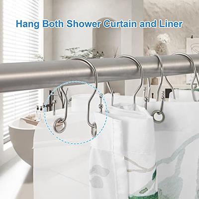 24 Pack Double Shower Curtain Hooks Rings, TENOVEL Double Sided