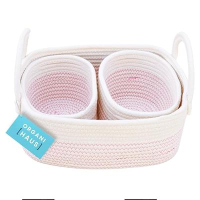 Cotton Rope Storage Basket - 3-Tone Pink - Wide – OrganiHaus