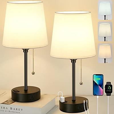 OUTIOE Bedside Table Lamps for Bedrooms Set of 2 - Nightstand Lamp with 3  Color Modes by