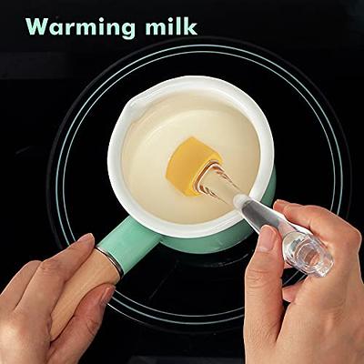 Enamel Milk Pan, Mini Butter Warmer 4 Inch 550ml Milk Pot Half