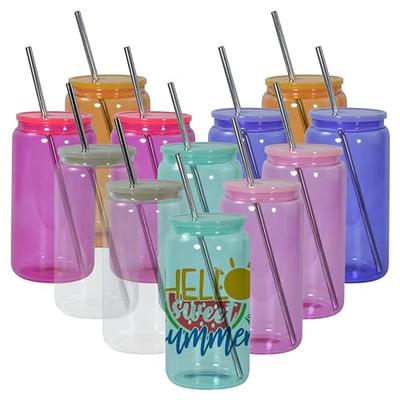  AGH 16oz Frosted Sublimation Glass Cups with Bamboo