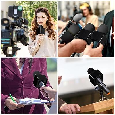 Customized Logo TV Microphone Interview Big Square Cube Mic DIY Flags  Station for sale online