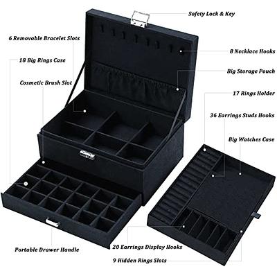 QBestry Jewelry Boxes for Women Jewelry Organizer Box Black