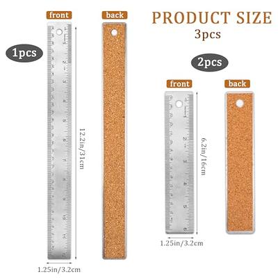 2pcs Stainless Steel Rulers 8 Inch Metal Ruler Metal Ruler 12 Inch