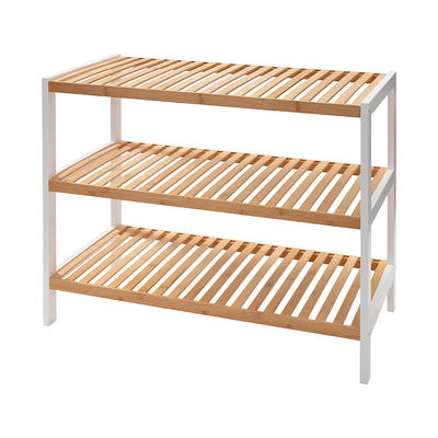 Organize It All Espresso 3 Tier Square Free Standing Storage Shelf,  Dimensions: 13.12” x 11.37” x 34.13”. Easy Assembly, Espresso Finish,  Storage