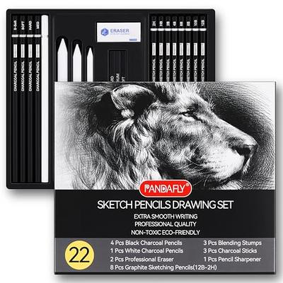 PANDAFLY 60 Pack Drawing Set Sketch Kit Sketching Supplies with 2