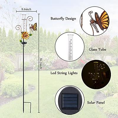 Venniy Rain Gauge Outdoor,7 Glass Rain Gauge with Metal Stake, Decorative  Bird Rain Gauge for Yard Garden Lawn Decor