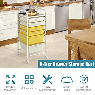 Costway Craft Storage Cart Mobile Drawer Utility Cart w/Drawers