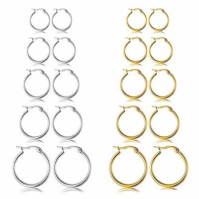PAVOI 5 Pairs Stainless Steel Stud Earrings for Women, Hypoallergenic  Earrings, Premium Cubic Zirconia Earring Studs