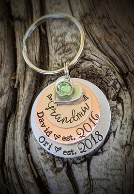 Engraved Personalized Grandma Keychain, Abuela Wood Key Chain