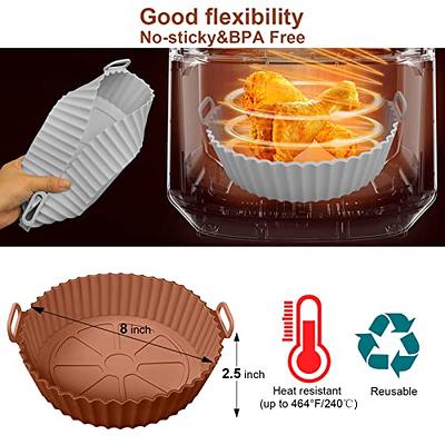 2PCS Airfryer Silicone Basket Mold Reusable Square Air Fryer Pot Tray Heat  Resistant Food Baking for Airfryer Oven Accessories
