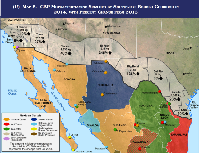 Meth seizures at the US border Mexico