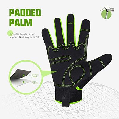 HANDLANDY Work Gloves Mens & Women, Utility Safety Mechanic Work Gloves  Touch Screen, Flexible Breathable Work Gloves (Large, Green) 