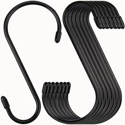 DINGEE 6 Inch Heavy Duty S Hooks, Large S Hooks for Hanging Plants, Vinyl  Coated S Hooks 6 Pack Sturdy Non Slip Black S Hooks for Hanging Closet,Bird  Feeders,Kitchen,Large Object,Garden Tools 