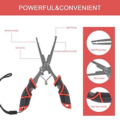 Lasnten 2 Pcs Fishing Pliers Saltwater Braid Cutters 7.8 Inch Fishing Hook  Remover Split Ring Fishing Tools with Sheath and Lanyard Gear Gifts for  Fish Line Cutting Boat Fly Ice Fishing Accessories