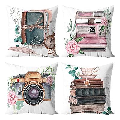 Throw Pillow Covers 18x18 Set of 4 Decorative Pillow Covers Soft Velvet  Pillow Covers Couch Pillows for Living Room Sofa Car Home Decor  (Orange/Blue) 