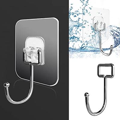 Adhesive Hooks for Hanging Heavy Duty Wall Hooks Self Adhesive Towel Coat  Hooks Waterproof Transparent Hooks for Bathroom Shower Kitchen Keys Door