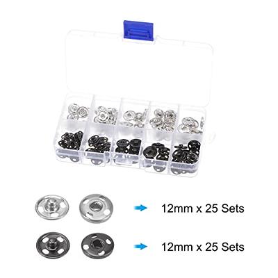 Sewing Snaps 90Sets 3 Sizes Sew on Buttons Metal Fastener Buttons Press  Button for Sewing Clothing Silvery and Black (10mm/14mm/16mm Silvery 90sets)