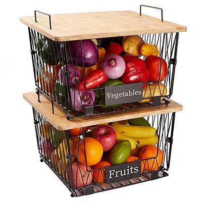 4 Pack Large Metal Wire Storage Baskets Kitchen Pantry Organizer Countertop