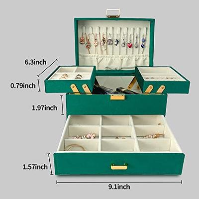 ProCase Jewelry Box Organizer for Women Girls, Two Layer Jewelry Display Storage Holder Case for Necklace Earrings Bracelets Rings Watches -Grey