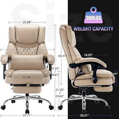 Hoffree Massage Office Chair Ergonomic Executive Leather Chair High Back  Computer Desk Chair with 7 Points Vibration and Footrest Adjustable Height  Reclining Swivel Chair with Lumbar Support for Home 