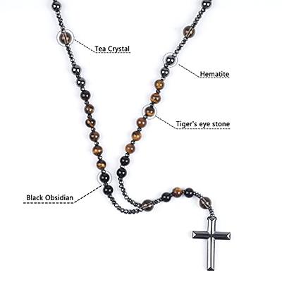 Rosary Necklace, Catholic Rosary Beads with Tiger Eye, Obsidian, and  Hematite for Women and Men Triple Protection Necklace An Anxiety Relief  Beaded Necklace. (Tiger Eye Red) - Yahoo Shopping