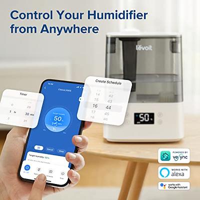 LEVOIT Smart Humidifiers for Bedroom 6 L, Top-Fill Warm & Cool Mist  Humidifier for Large Home, Plants