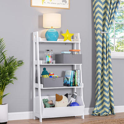 RiverRidge Home Amery 2-Tier Ladder Wall Shelf with Hooks, White